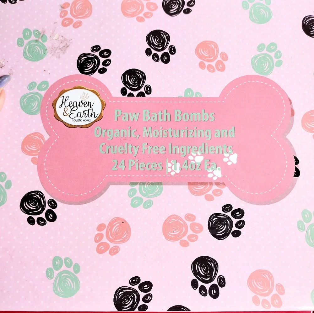 - HEAVEN & EARTH LUXURY RARE ORGANIC PAW DOG SHAPED BATH BOMBS NIB $89 LTD. ED.